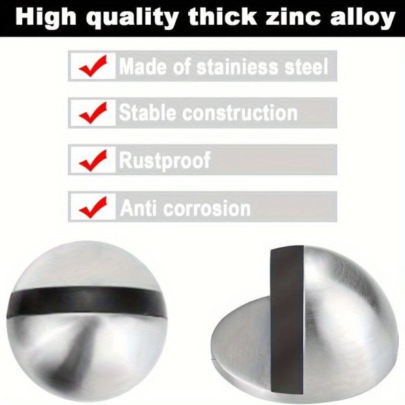 Elegáns Rozsdamentes Acél Félkupola Padlóajtó Stopper Fekete Alappal