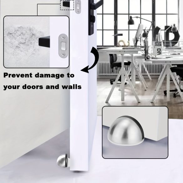 Elegáns Rozsdamentes Acél Félkupola Padlóajtó Stopper Fekete Alappal