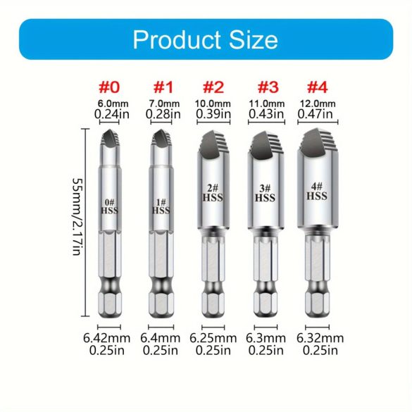 5db Sérült Csavar Kihúzó Fúrószár