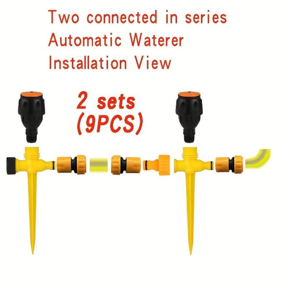 2 készlet kerti gyep automatikus öntözőrendszer 360°-os forgatással