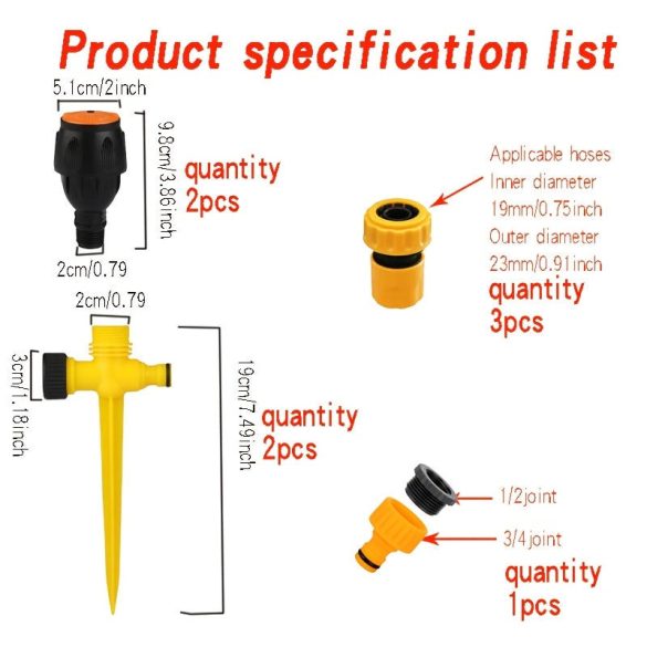 2 készlet kerti gyep automatikus öntözőrendszer 360°-os forgatással