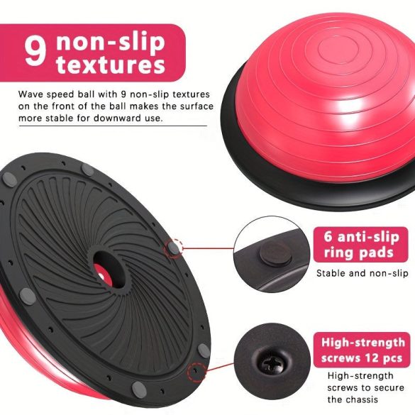 Bosu labda a sebességképzettséghez, egy félkör alakú egyensúlyozó jóga labda fitneszhez és pilateshez. szürke