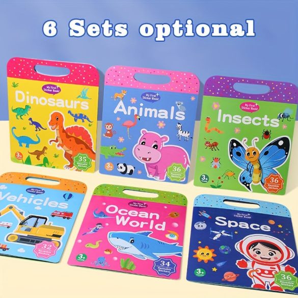 Újrahasználható matricáskönyv, mosható matricák, karácsonyi ajándék felnőtteknek, húsvéti ajándék - tél, újév Állatok