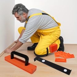   22 darabos fa padló beépítő szerszámkészlet fogantyúval, kopogó blokkal, rugós horoggal, 20 tömítéssel, univerzális padló beépítő készlet