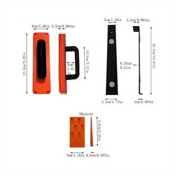 22 darabos fa padló beépítő szerszámkészlet fogantyúval, kopogó blokkal, rugós horoggal, 20 tömítéssel, univerzális padló beépítő készlet