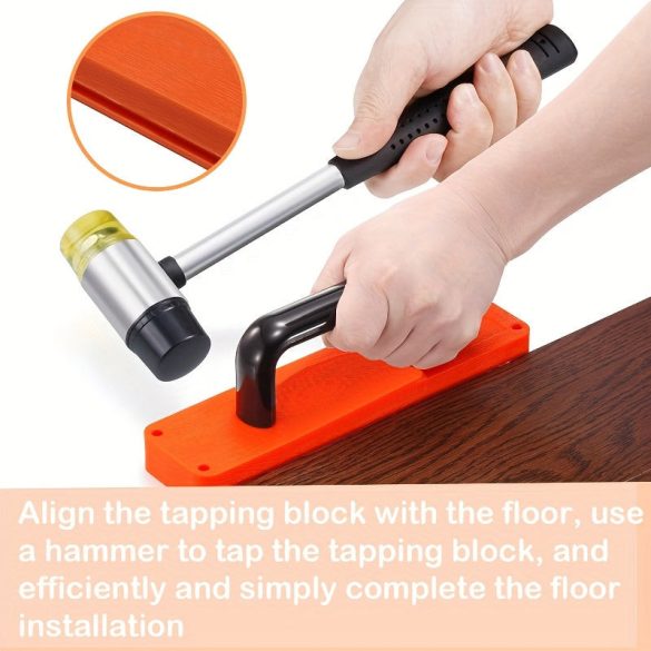 22 darabos fa padló beépítő szerszámkészlet fogantyúval, kopogó blokkal, rugós horoggal, 20 tömítéssel, univerzális padló beépítő készlet