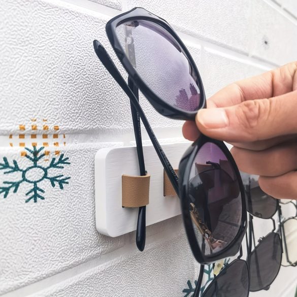 1db modern rusztikus, fából készült napszemüveg-rendező – falra szerelhető szemüvegkijelző és tárolóállvány akár 9 szemüveghez – tökéletes lakberendezés fehér