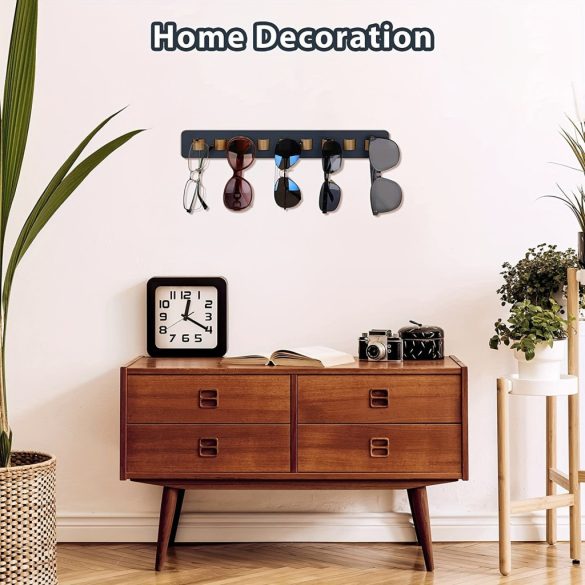 1db modern rusztikus, fából készült napszemüveg-rendező – falra szerelhető szemüvegkijelző és tárolóállvány akár 9 szemüveghez – tökéletes lakberendezés fehér