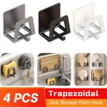 4db Modern Easy Install Öntapadó Fém Trapézúmosó Tároló Állvány fehér - 4 db