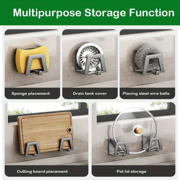 4db Modern Easy Install Öntapadó Fém Trapézúmosó Tároló Állvány fehér - 4 db