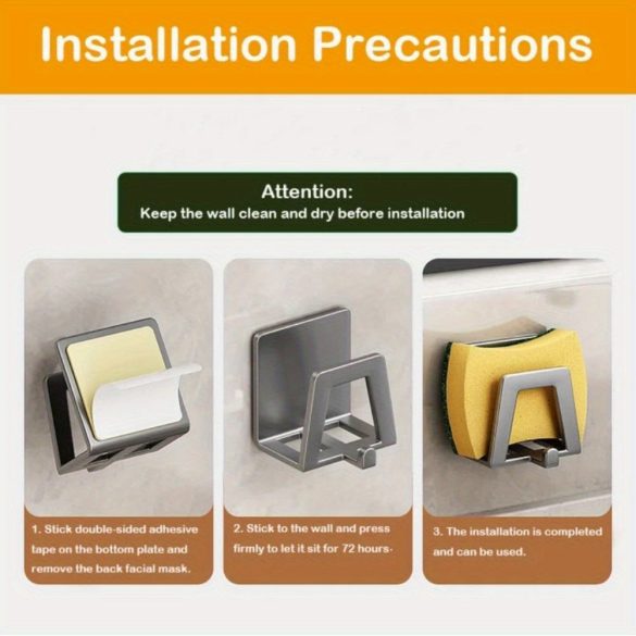 4db Modern Easy Install Öntapadó Fém Trapézúmosó Tároló Állvány fehér - 4 db