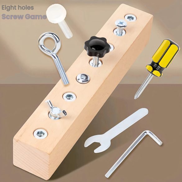 Kisgyermekek csavarhúzó és csavar edzési foglalkoztató játék 10 lyukú csavarozó játék