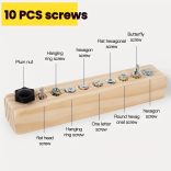 Kisgyermekek csavarhúzó és csavar edzési foglalkoztató játék 10 lyukú csavarozó játék