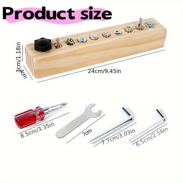 Kisgyermekek csavarhúzó és csavar edzési foglalkoztató játék 10 lyukú csavarozó játék