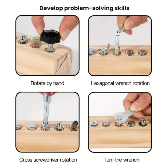 Kisgyermekek csavarhúzó és csavar edzési foglalkoztató játék 10 lyukú csavarozó játék