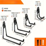 12 Db Nagy Teherbírású Garázshorgok Fekete - 12 Csomag