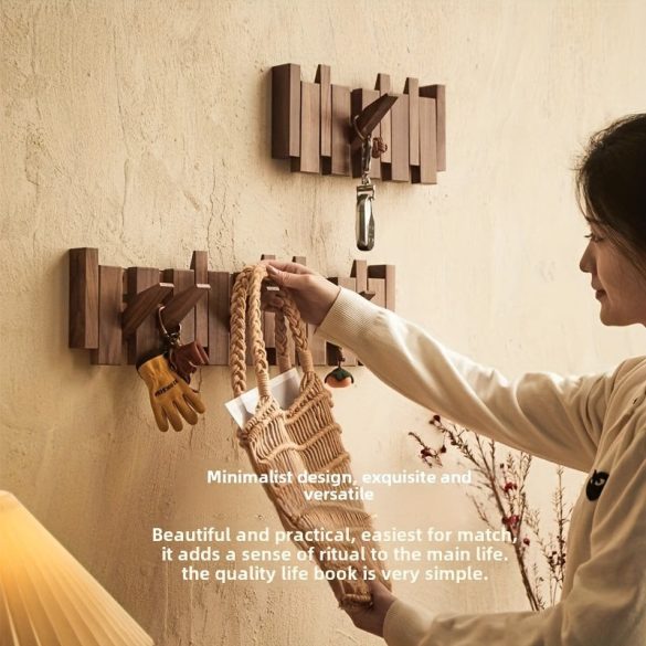 6db Bohém stílusú fafali kampók Dió - 6 horog