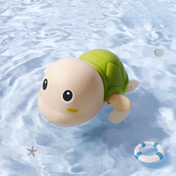 1db Felhúzható Úszó Teknős Fürdőjáték Zöld