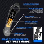 1db Digitális Élelmiszerhőmérő LCD Kijelzővel, Újratölthető Akkumulátorral és Dupla Mágneses Tervezéssel