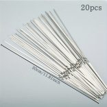 20/50db rozsdamentes acél grillező tűk, tartós, újrafelhasználható, könnyen tisztítható, alkalmas kültéri és beltéri grillezéshez Lapos bot-30cm - 20 db