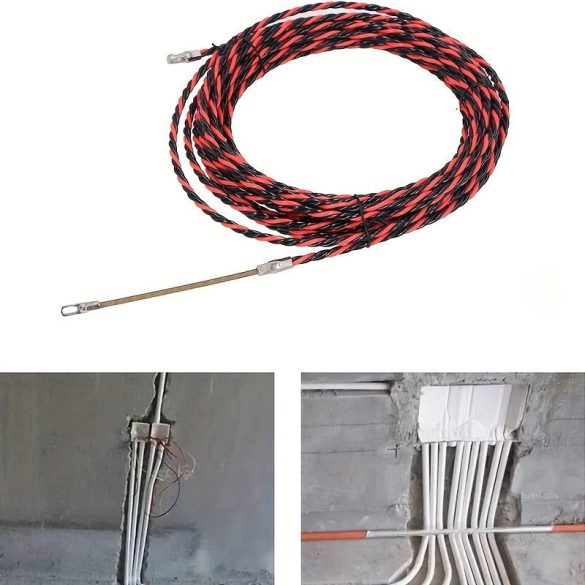 Villanyszerelő kábelhúzó szerszám, acél, nem fonott, tartós fém csatlakozók, rugalmas anyag a kábelek egyszerű behelyezéséhez és kihúzásához 10 M/32,8 Láb