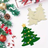 10db Természetes Fa DIY Karácsonyfa Kézműves Készlet Akasztóhurokkal