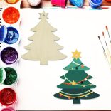 10db Természetes Fa DIY Karácsonyfa Kézműves Készlet Akasztóhurokkal