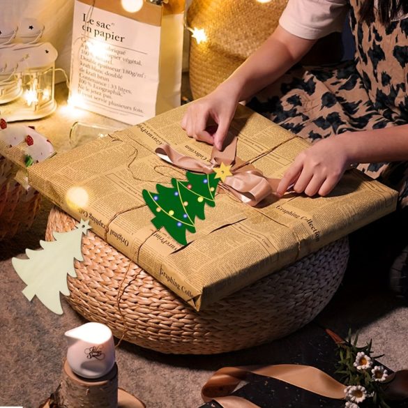 10db Természetes Fa DIY Karácsonyfa Kézműves Készlet Akasztóhurokkal