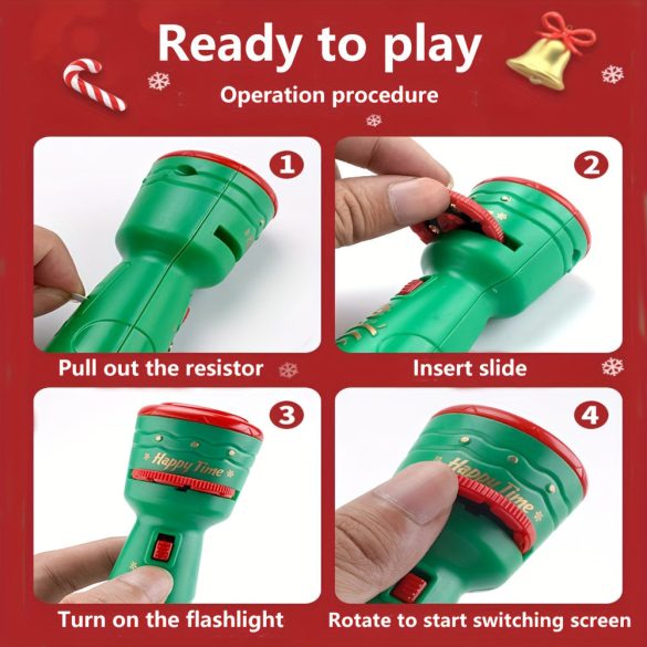 Karácsonyi gyerekek elektronikus projektor zseblámpa 24 mintával