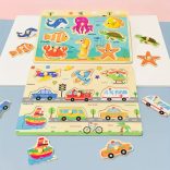 Montessori fejlesztő fa puzzle játék