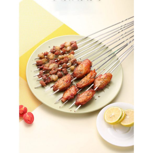 10 db Újrafelhasználható rozsdamentes acél BBQ nyárs