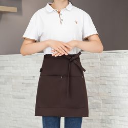   egyszínű poliészter derék kötény zsebbel férfiaknak és nőknek, kötény étterembe, pénztárosnak, baristának, gyümölcslé- és kávézóba