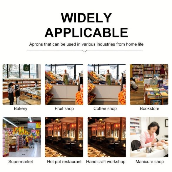 egyszínű poliészter derék kötény zsebbel férfiaknak és nőknek, kötény étterembe, pénztárosnak, baristának, gyümölcslé- és kávézóba