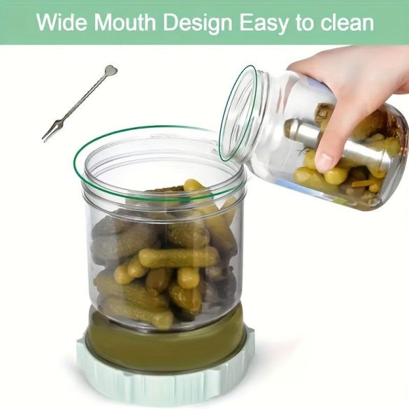 Szivárgásmentes Savanyúság Tartó Villaval - Nagy Kapacitású, Könnyen Tisztítható ABS Élelmiszertároló Edény Savanyúságokhoz