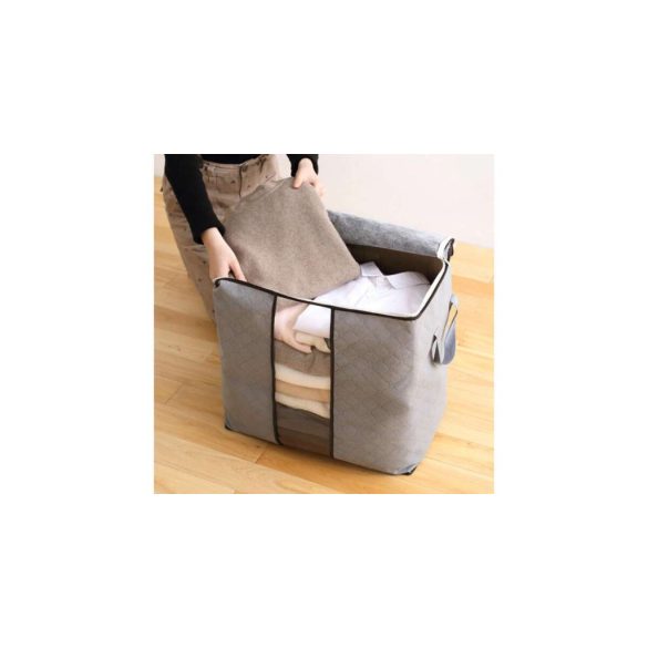Szürke Ruhatároló Táska – Praktikus Tárolódoboz Cipzárral, Ruhákhoz és Ágyneműhöz