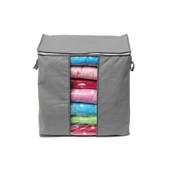 Szürke Ruhatároló Táska – Praktikus Tárolódoboz Cipzárral, Ruhákhoz és Ágyneműhöz