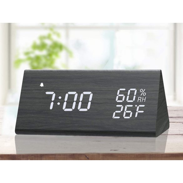 Digitális Ébresztőóra Hőmérséklet- és Páratartalom Mérővel – LCD Kijelzős Asztali Óra
