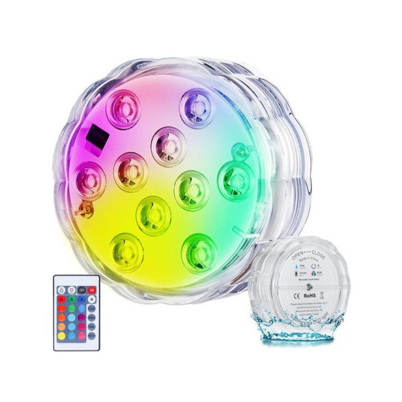 Medencefény víz alatti lámpák 10 led távirányító rgb ip68 vízálló medencéhez