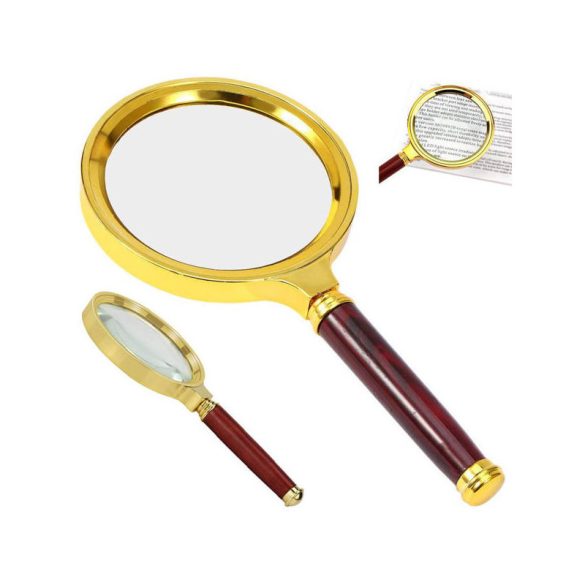 Klasszikus kezelésű nagyító 80mm arany üveg elegáns