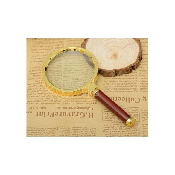 Klasszikus kezelésű nagyító 80mm arany üveg elegáns