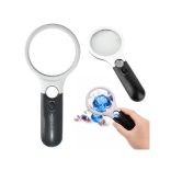 Olvasólámpa LED világítással és 45x nagyítással, 3x 75mm lencsével