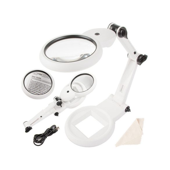 Ékszerész asztali nagyító 12x 8x 18 led usb-al több korosztály számára