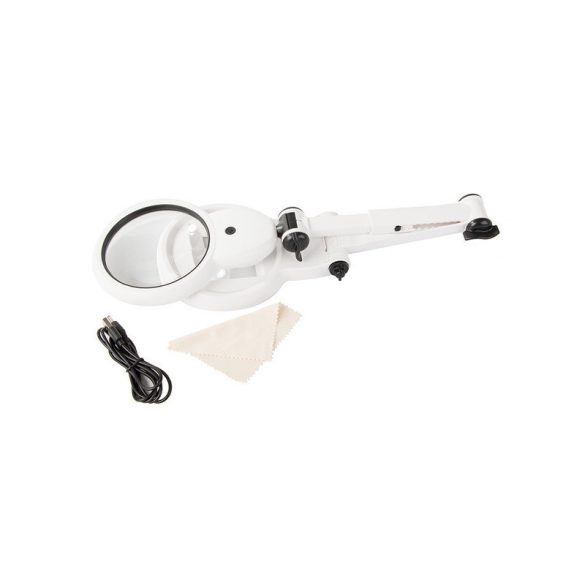 Ékszerész asztali nagyító 12x 8x 18 led usb-al több korosztály számára