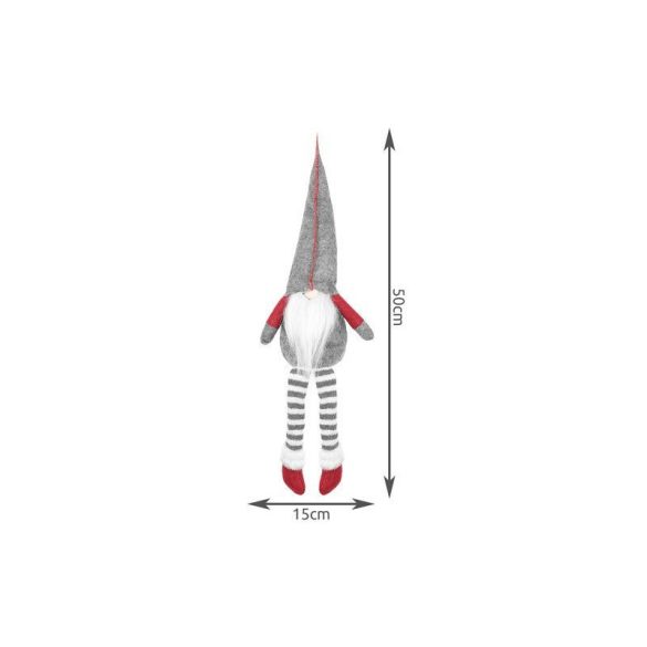 Szürke ülő manó - karácsonyi dekoráció, ülő manó figura, manó dekoráció, karácsonyi manó, ülő karácsonyi figura