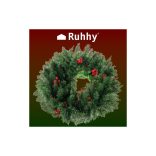 Karácsonyi díszajtókoszorú díszítő ornamentális 60cm vastag XXL